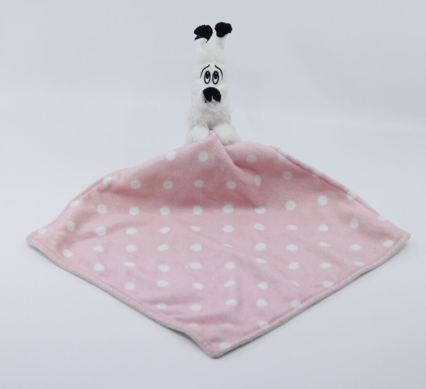 - idéfix chien - peluche avec rose blanc 30 cm 